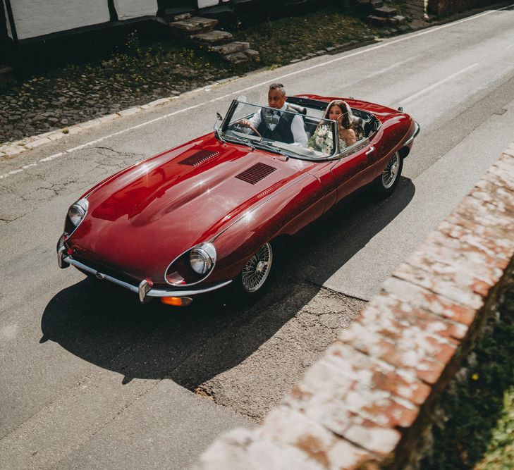 Vintage Jaguar wedding car