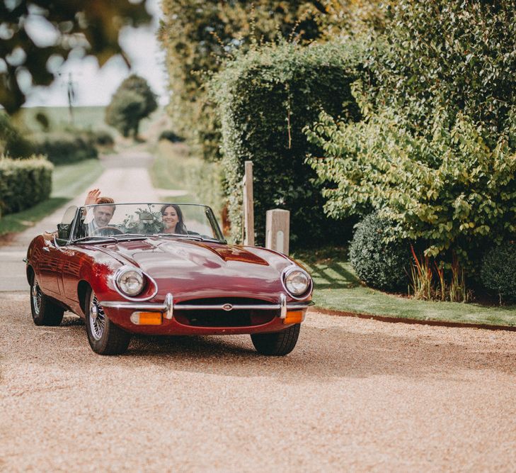 Vintage Jaguar wedding car