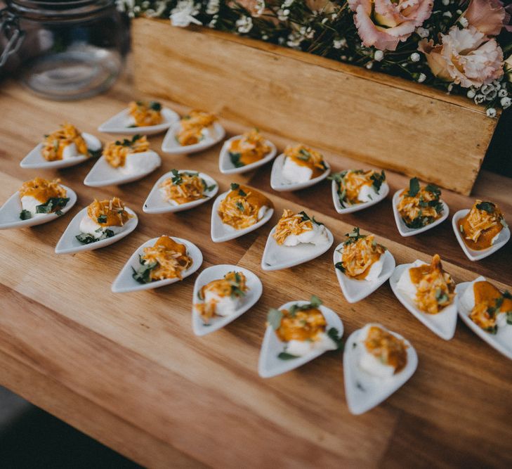 Canapés for guests at Farbridge wedding venue