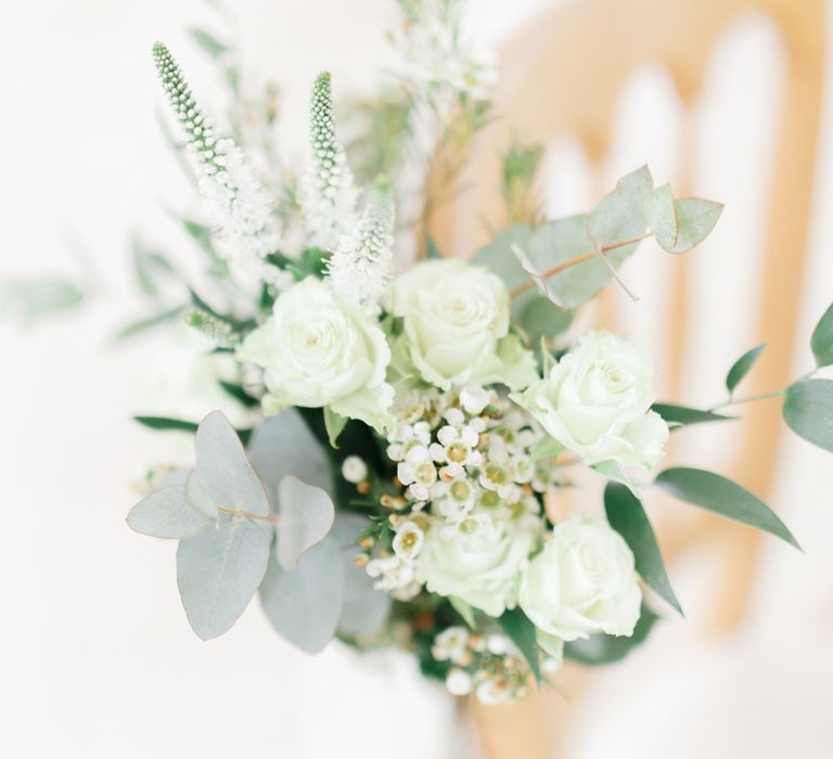 White and Green Chair Back Floral Decoration