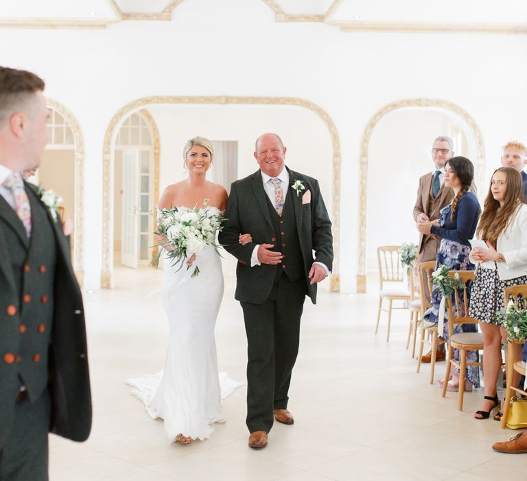 Wedding Ceremony Bridal Entrance in Lace St Patrick Wedding Dress