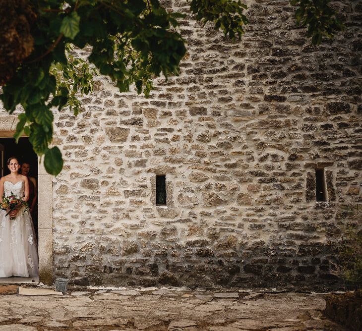 Bride in Ellis Bridal Tulle &amp; Embroidery Bridal Gown | South of France Wedding | Andy Gaines Photography | Thompson Granger Films