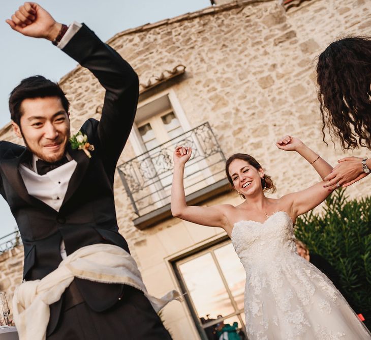 Wedding Entertainment | Bride in Ellis Bridal Tulle &amp; Embroidery Bridal Gown | Groom in Tuxedo | South of France Wedding | Andy Gaines Photography | Thompson Granger Films