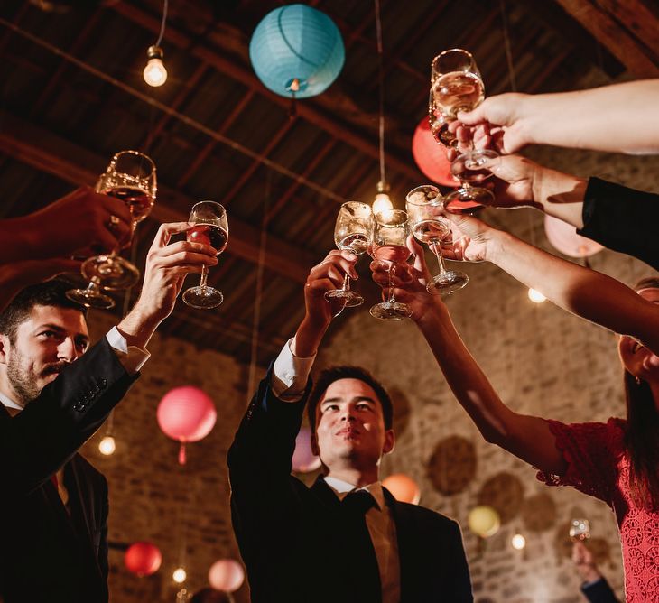 Colourful Chinese Lanterns at Domaine St Germain Wedding Venue, South of France | Andy Gaines Photography | Thompson Granger Films