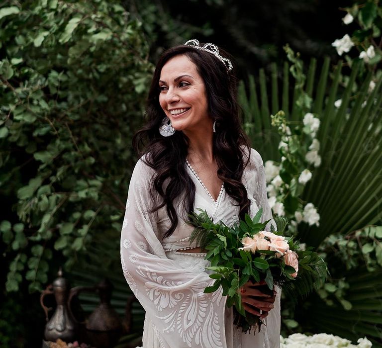 Bride in Rue de Seine Bridal Gown | Paradise Destination Wedding at Jnane Tamsna in Marrakech, Morocco | Nordica Photography | Matteo Castelluccia Film