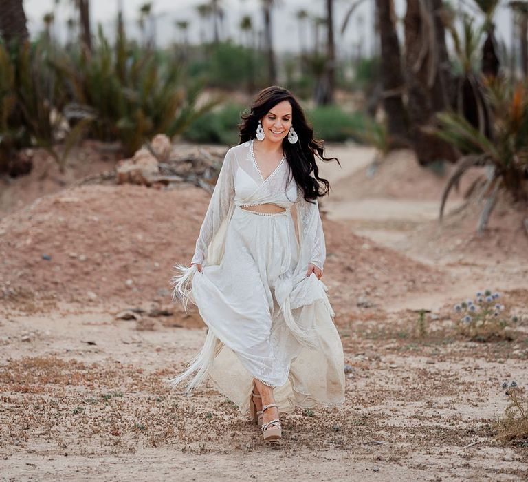 Bride in Rue de Seine Bridal Gown | Paradise Destination Wedding at Jnane Tamsna in Marrakech, Morocco | Nordica Photography | Matteo Castelluccia Film