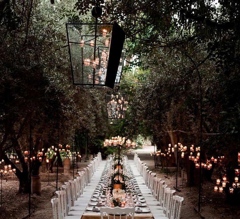 Wedding Table Decor with Candelabra &amp; Votive Decor | Paradise Destination Wedding at Jnane Tamsna in Marrakech, Morocco | Nordica Photography | Matteo Castelluccia Film