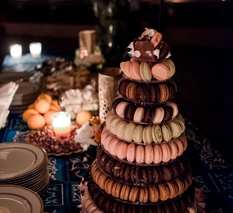 Macaroon Wedding Cake | Paradise Destination Wedding at Jnane Tamsna in Marrakech, Morocco | Nordica Photography | Matteo Castelluccia Film