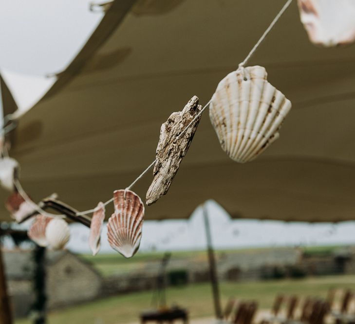 DIY Shell bunting wedding decor