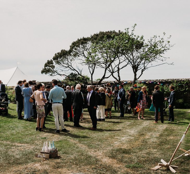 Outdoor wedding reception at Roscarrock Farm in Cornwall