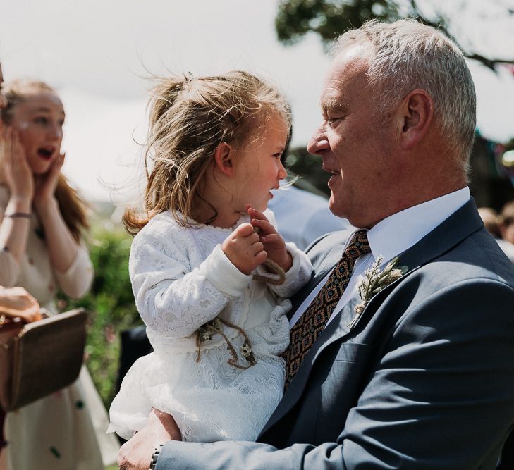 Flower girl in white dress