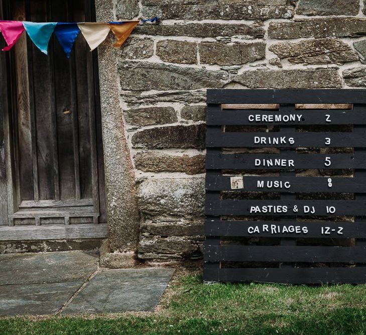 DIY wooden pallet order of the day sign painted black