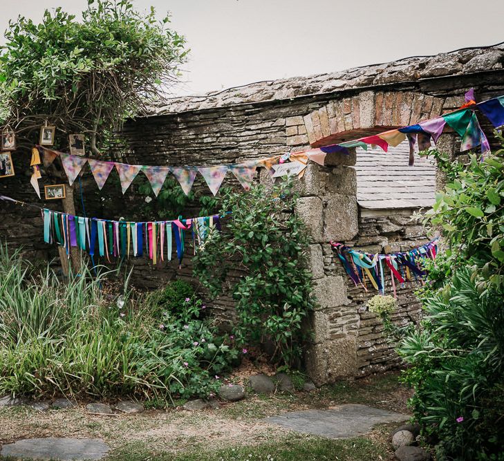 DIY tie-dye bunting and hanging ribbon decor