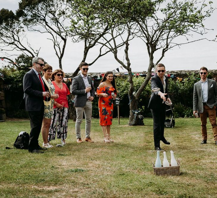 Garden games at Cornwall wedding