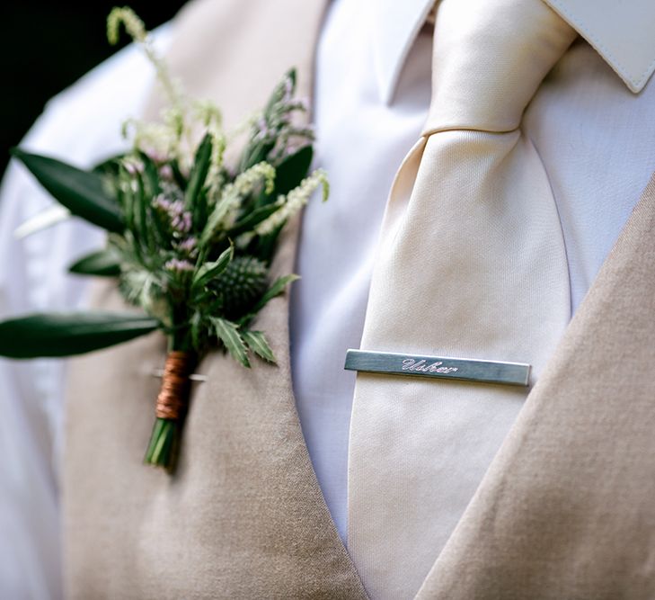 Personalised Tip Pin | Rustic Greenery Wedding at Cripps Barn Cotswolds | Wedding_M Photography