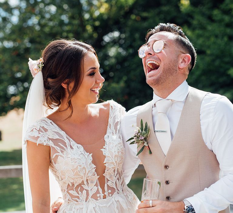 Bride in Antonia Berta Muse Wedding Dress | Rustic Greenery Wedding at Cripps Barn Cotswolds | Wedding_M Photography