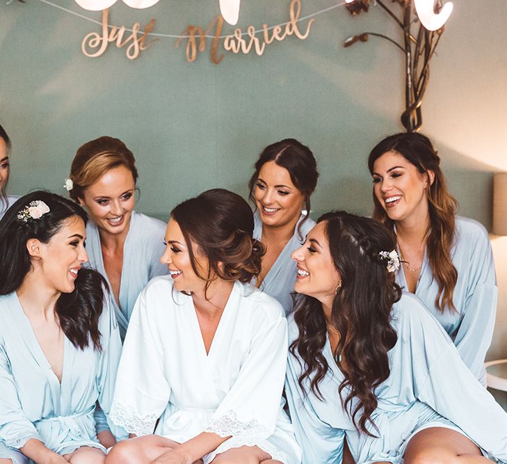 Wedding Morning Bridal Party Getting Ready Robes | Rustic Greenery Wedding at Cripps Barn Cotswolds |Wedding_M Photography