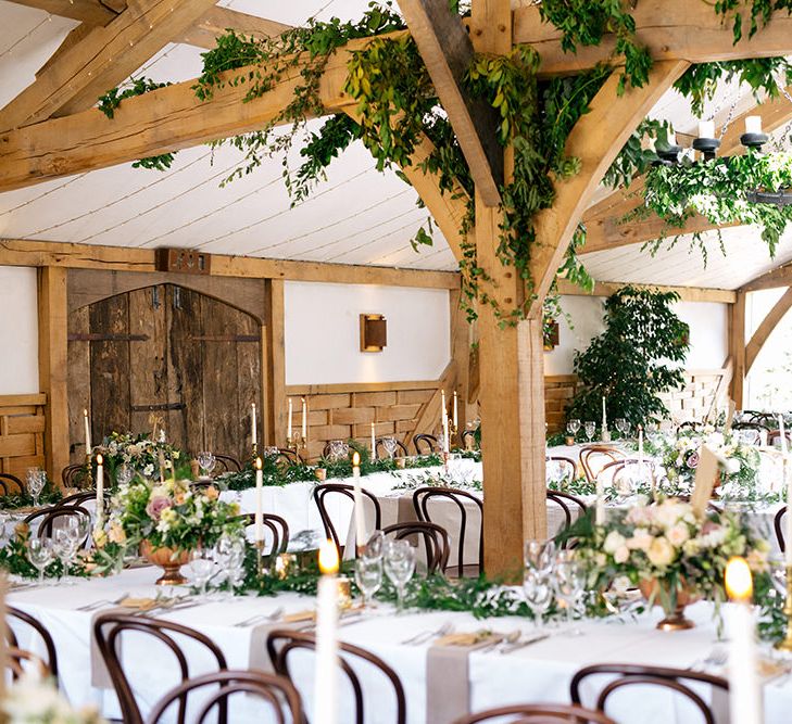 Greenery Cover Wedding Reception Decor |  | Rustic Greenery Wedding at Cripps Barn Cotswolds | Wedding_M Photography