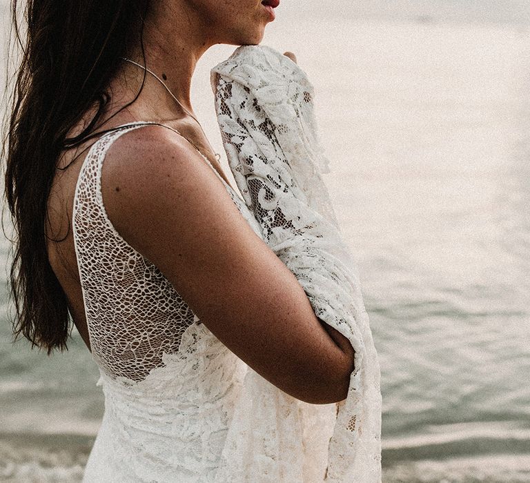 Bride in Grace Loves Lace Gia Wedding Dress | Tropical Destination on the Beach at Nice Sea Resort, Koh Phangan Thailand Planned by Phangan Weddings | Carla Blain Photography