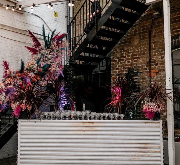 Pink Staircase Wedding Flowers