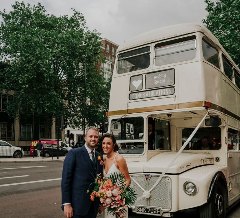 Cream Vintage Bus Wedding Transport