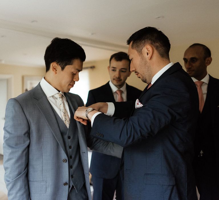 Grey suit with Ted Baker tie for ceremony