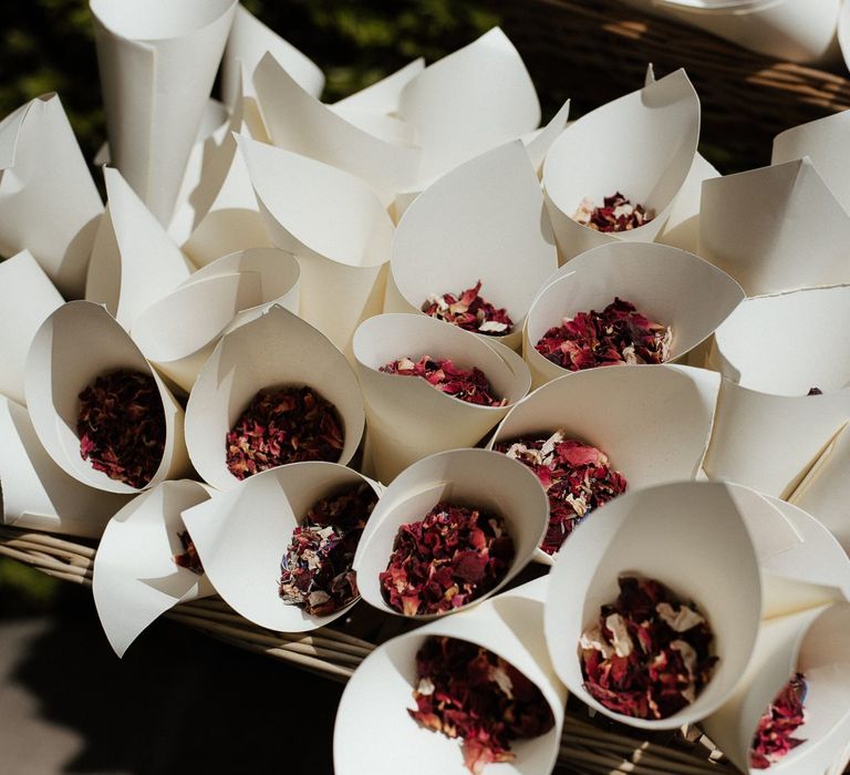 Confetti cones at Essex fusion wedding