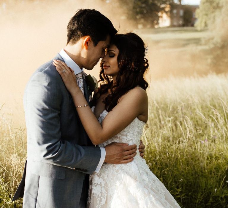 Bride and groom steal a moment during wedding day