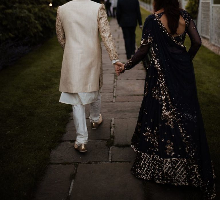 Navy Indian wedding dress for bride and groom