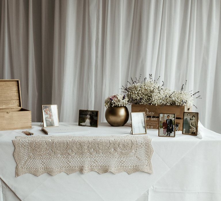 Card table for fusion wedding with Indian wedding dress