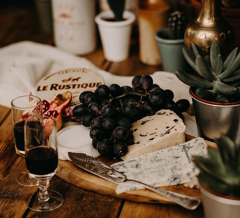 Cheese Board &amp; Succulents | Nude Bohemian Wedding Inspiration by Wonderland Invites &amp; Rock The Day Styling | Kelsie Low Photography