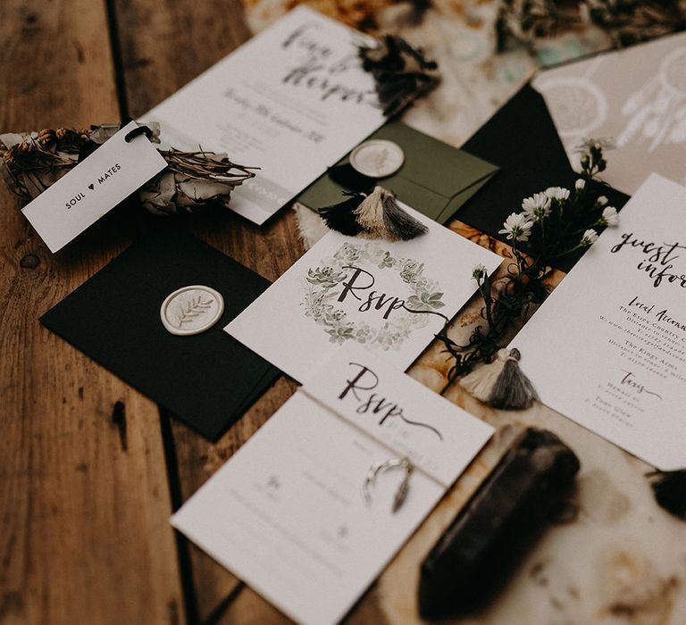 Wonderland Invites Wedding Stationery Suite | Nude Bohemian Wedding Inspiration by Wonderland Invites &amp; Rock The Day Styling | Kelsie Low Photography