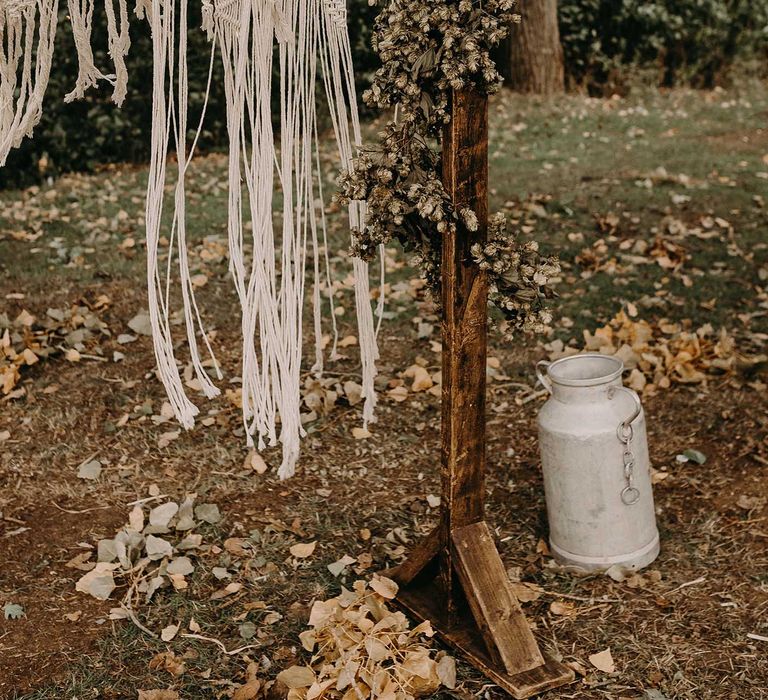 Macrame Wall Hanging &amp; Dried Flowers | Nude Bohemian Wedding Inspiration by Wonderland Invites &amp; Rock The Day Styling | Kelsie Low Photography