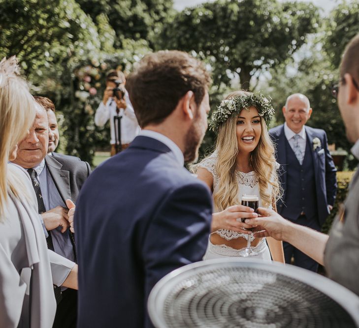 Blush Pink Boho Barn Vibes With Bride in Rime Arodaky From The White Gallery. Outdoor ceremony at Larchfield Estate in Northern Ireland. Photography by Ten Twenty One.