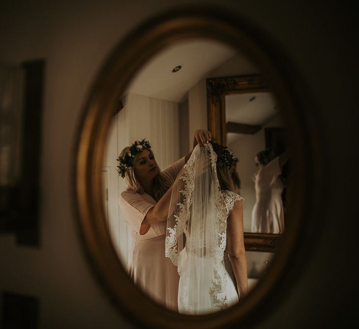 Blush Pink Boho Barn Vibes With Bride in Rime Arodaky From The White Gallery. Outdoor ceremony at Larchfield Estate in Northern Ireland. Photography by Ten Twenty One.