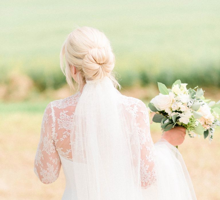 Bridal Bun Up Do with Wedding Veil