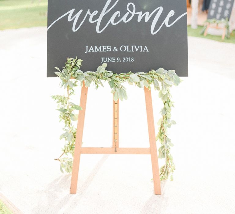 Chalkboard Wedding Welcome Sign with Calligraphy Font