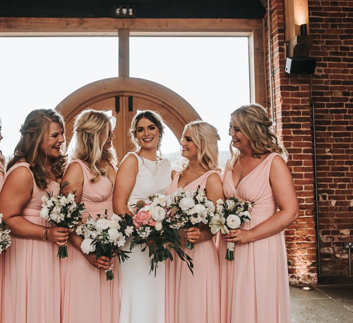 Blush Pink and Copper | RMW The List Members Hazel Gap Barn, Nottinghamshire | Mikaella Bridal Gown | Pear and Bear Photography