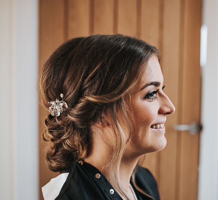 Brides Makeup | Blush Pink and Copper | RMW The List Members Hazel Gap Barn, Nottinghamshire | Mikaella Bridal Gown | Pear and Bear Photography