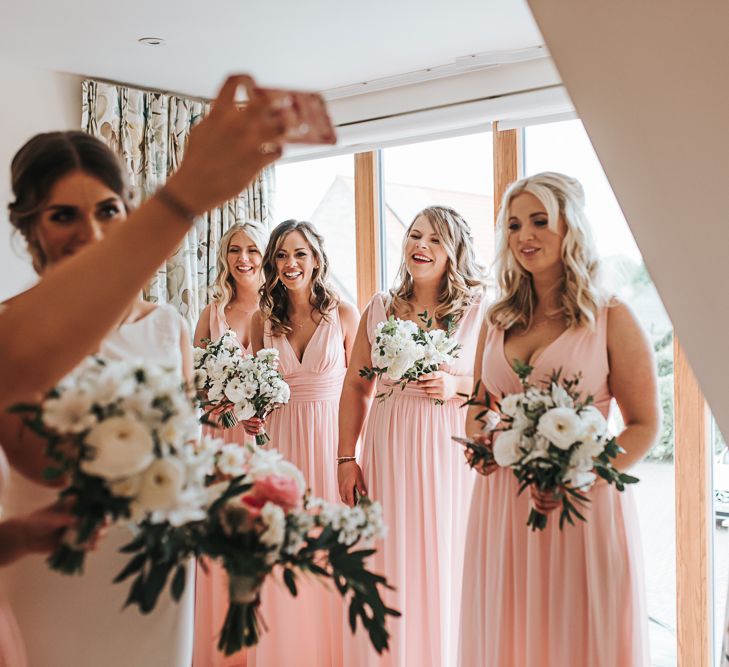 Brides Morning Preparations | Blush Pink and Copper | RMW The List Members Hazel Gap Barn, Nottinghamshire | Mikaella Bridal Gown | Pear and Bear Photography