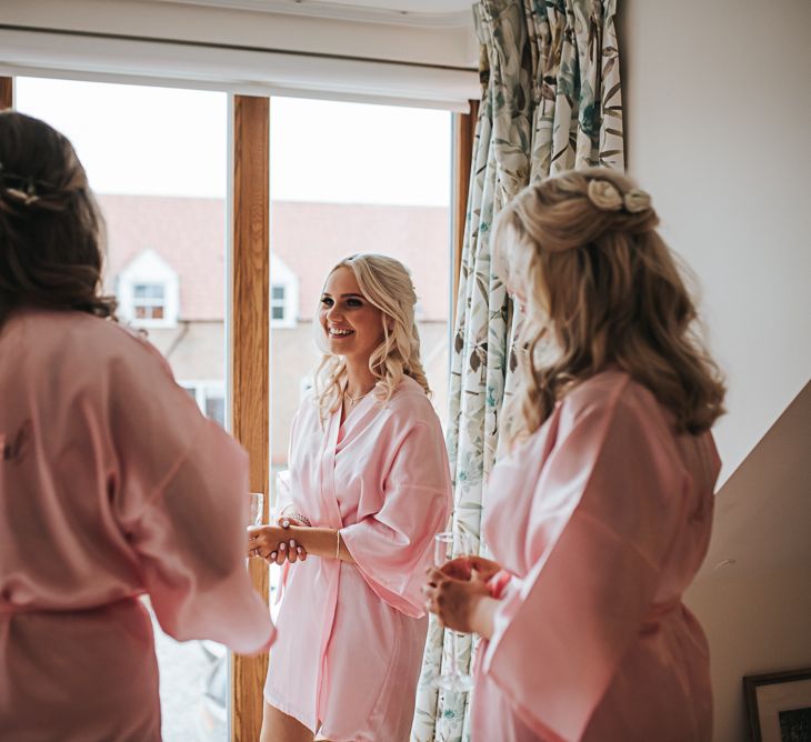 Bridesmaids Morning Preparations | Blush Pink and Copper | RMW The List Members Hazel Gap Barn, Nottinghamshire | Mikaella Bridal Gown | Pear and Bear Photography