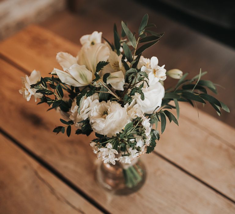 Table detail and decor | Blush Pink and Copper | RMW The List Members Hazel Gap Barn, Nottinghamshire | Mikaella Bridal Gown | Pear and Bear Photography