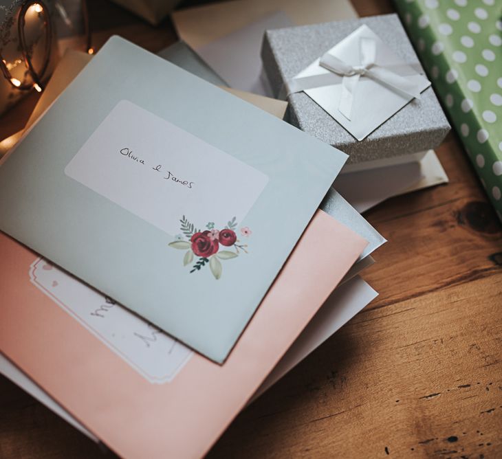 Cards | Blush Pink and Copper | RMW The List Members Hazel Gap Barn, Nottinghamshire | Mikaella Bridal Gown | Pear and Bear Photography