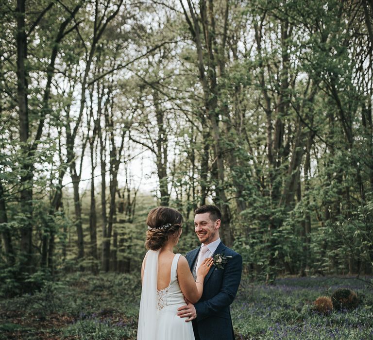 Woodland photoshoot | Blush Pink and Copper | RMW The List Members Hazel Gap Barn, Nottinghamshire | Mikaella Bridal Gown | Pear and Bear Photography