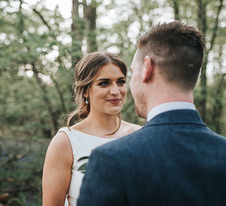 Woodland photoshoot | Blush Pink and Copper | RMW The List Members Hazel Gap Barn, Nottinghamshire | Mikaella Bridal Gown | Pear and Bear Photography