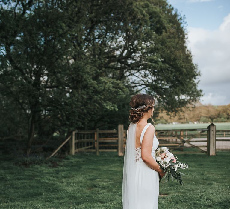 Woodland photoshoot | Blush Pink and Copper | RMW The List Members Hazel Gap Barn, Nottinghamshire | Mikaella Bridal Gown | Pear and Bear Photography