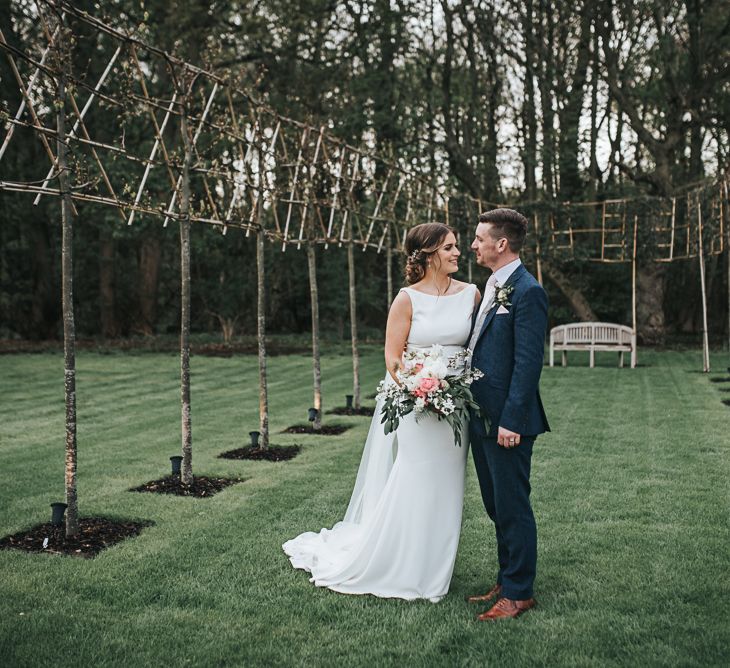 Venue Grounds | Blush Pink and Copper | RMW The List Members Hazel Gap Barn, Nottinghamshire | Mikaella Bridal Gown | Pear and Bear Photography