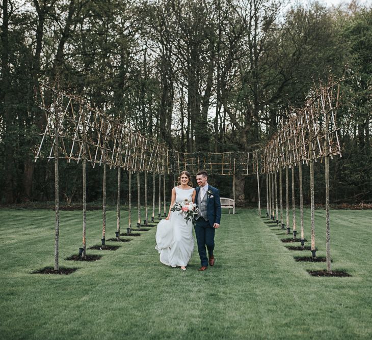 Venue Grounds | Blush Pink and Copper | RMW The List Members Hazel Gap Barn, Nottinghamshire | Mikaella Bridal Gown | Pear and Bear Photography