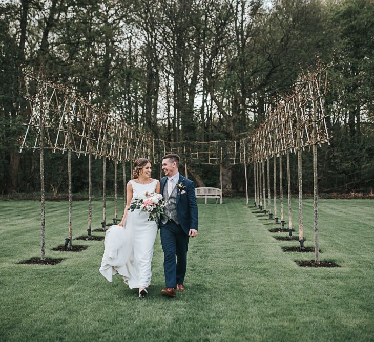 Venue Grounds | Blush Pink and Copper | RMW The List Members Hazel Gap Barn, Nottinghamshire | Mikaella Bridal Gown | Pear and Bear Photography