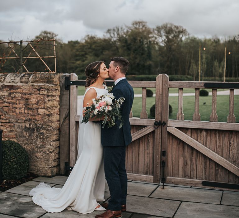 Venue Grounds | Blush Pink and Copper | RMW The List Members Hazel Gap Barn, Nottinghamshire | Mikaella Bridal Gown | Pear and Bear Photography